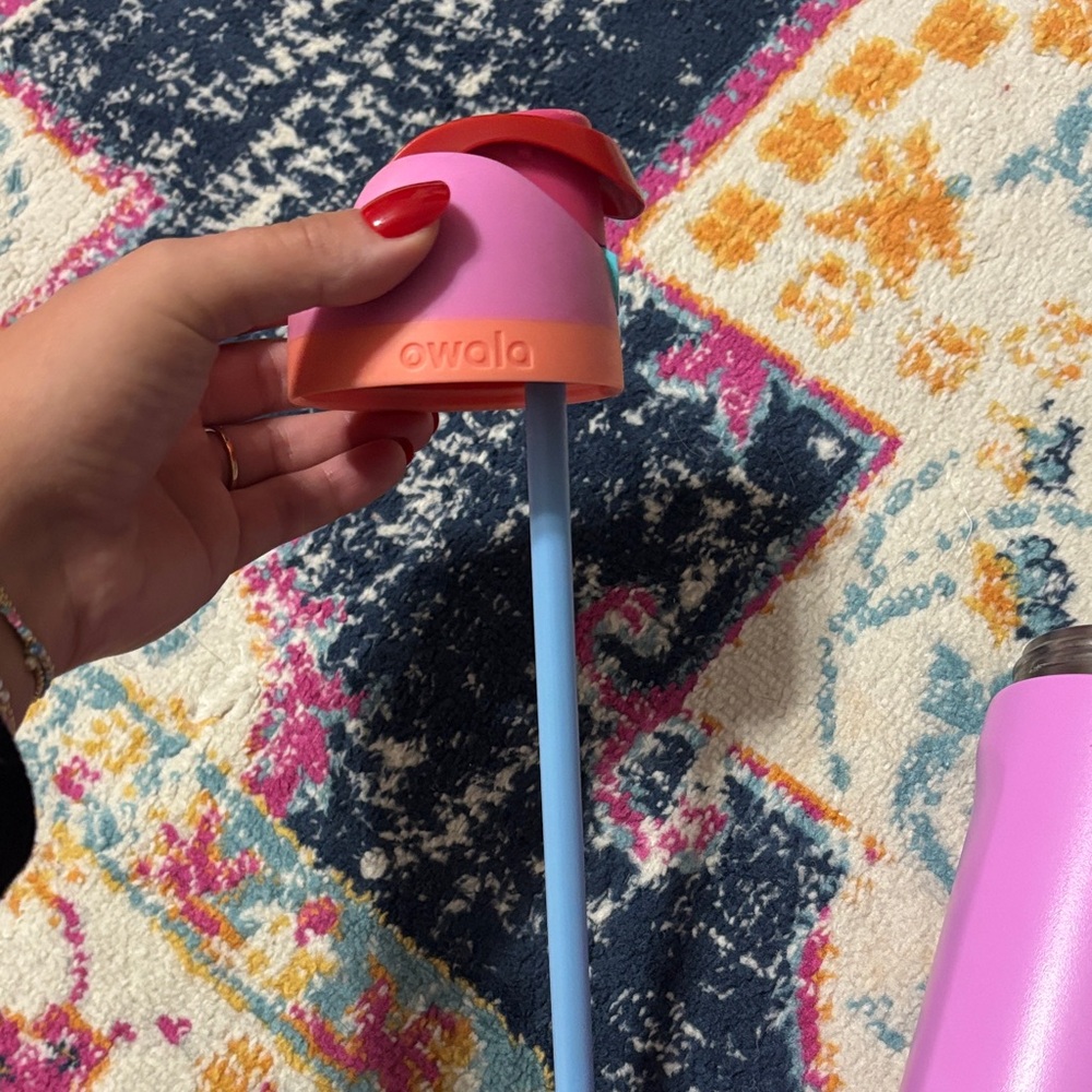 Owola Pink and Orange Tumbler with Straw - Picture 2 of 7